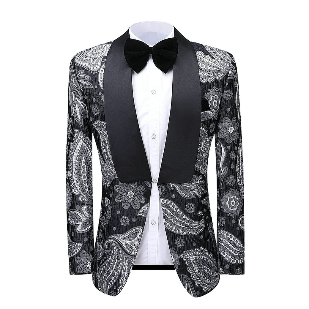 aesido Patterned Shawl Lapel 2 Pieces Mens Suit (Blazer+Pants)