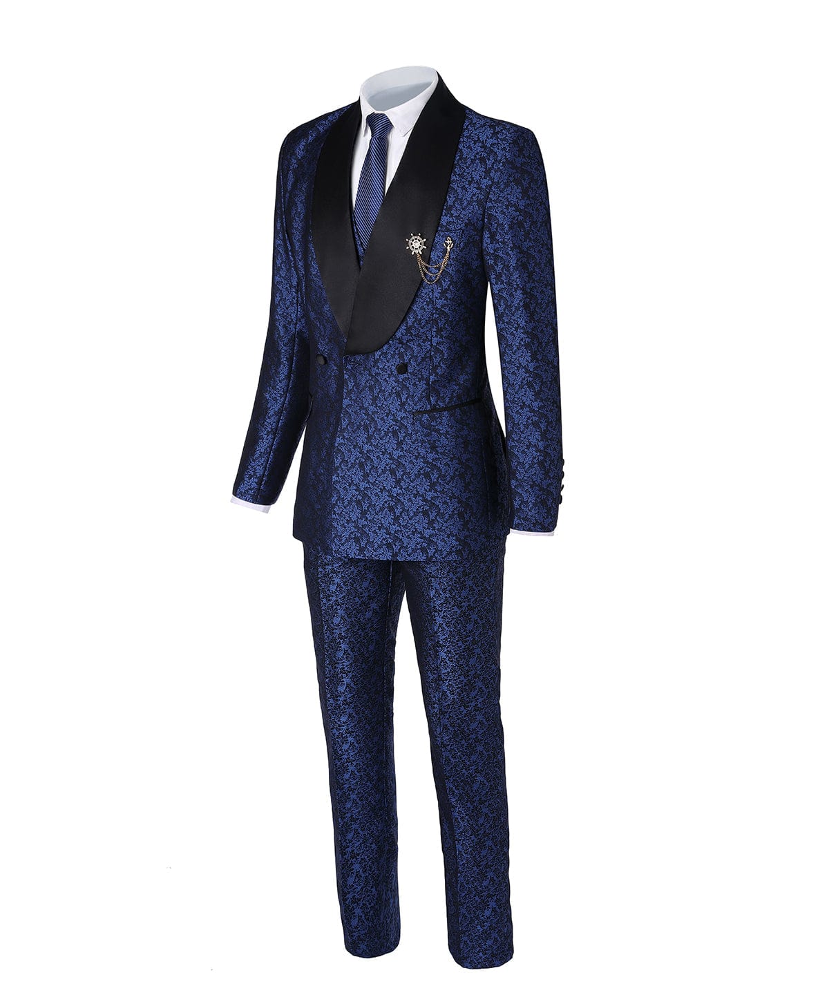 aesido Patterned Shawl Lapel 3 Pieces Mens Suit Tuxedos (Blazer+vest+Pants)