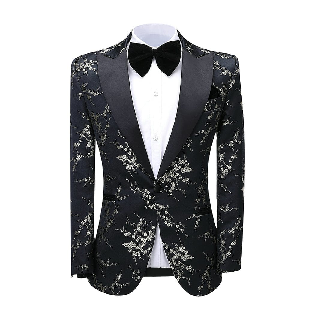 aesido Patterned Tuxedos Formal Peak Lapel 2 Pieces Mens Suit (Blazer+Pants)