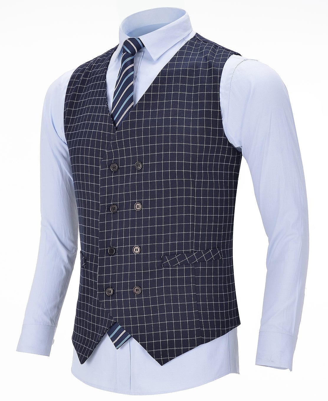 aesido Plaid 3 Pieces Notch Lapel Mens Suit (Blazer+vest+Pants)