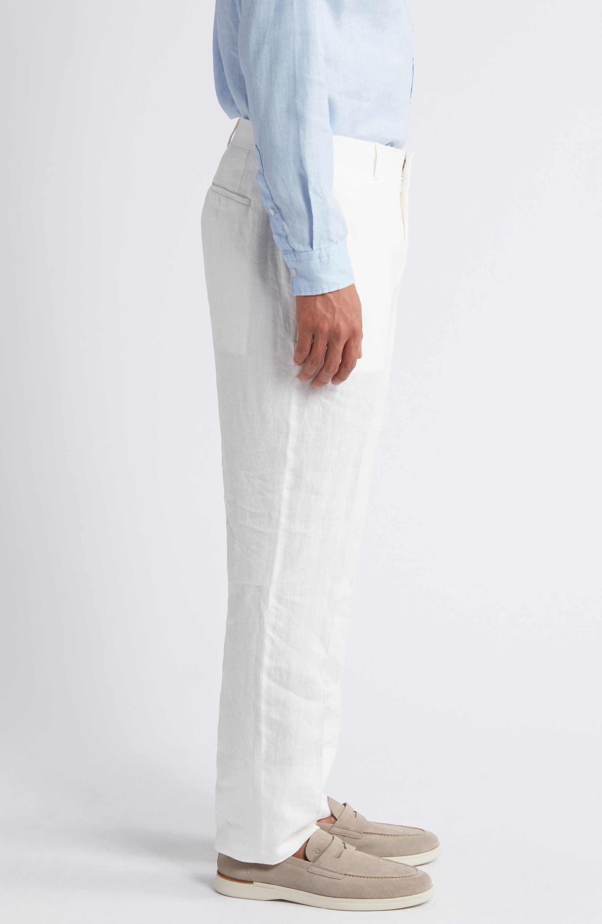 aesido Summer White Linen Casual Men's Pants