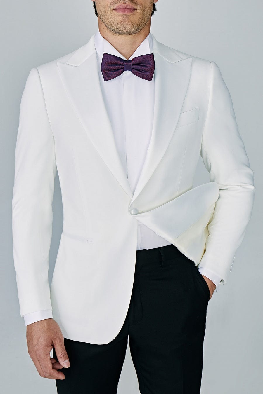 aesido White Peak Lapel Single Button Mens Blazer